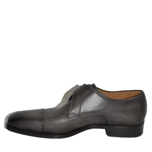 New! Magnanni Lennon Monk Strap Shoe Catalux Black/ Gray Leather 9.5 DD531 21447